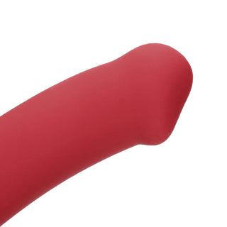 Non-Phallic Vibrating Dildo - Large - Raspberry Red