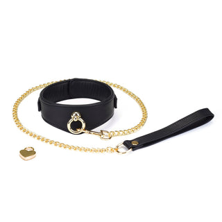 Dark Secret -  Leather collar with chain leash and lock