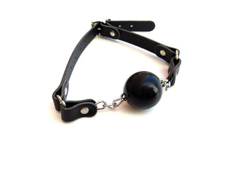 Buckled Black Ball Gag in Leather
