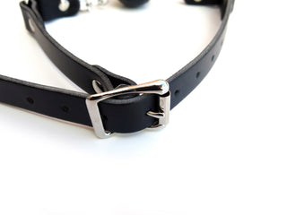 Buckled Black Ball Gag in Leather