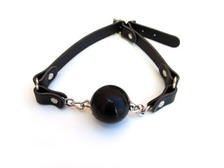Buckled Black Ball Gag in Leather