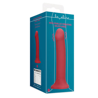 Non-Phallic Vibrating Dildo - Large - Raspberry Red