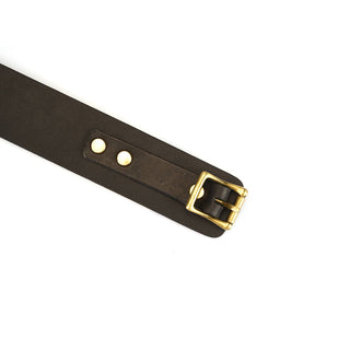 Samurai Thick Leather Collar with Leash