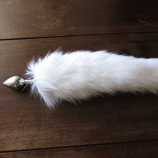 White Fox Tail Anal Plug