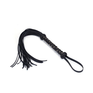 Dark Secret Deluxe Leather Heavy Flogger with Studded Handle