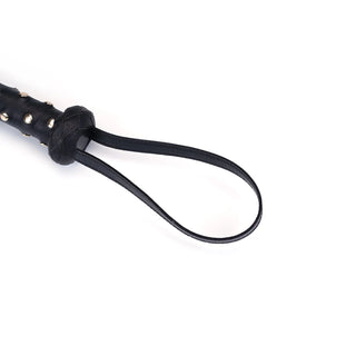 Dark Secret Deluxe Leather Heavy Flogger with Studded Handle