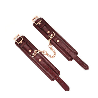 Wine Red - Cow Leather Handcuffs Wrist Restraints