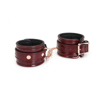 Wine Red - Cow Leather Handcuffs Wrist Restraints