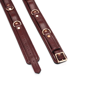 Wine Red - Leather Thigh Cuffs