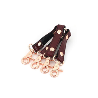 Wine Red - 4-Way Leather Hogtie With Clips