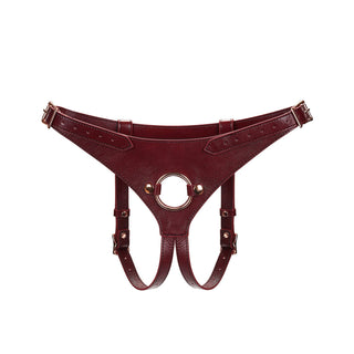 Wine Red Deluxe Leather Strap On Harness