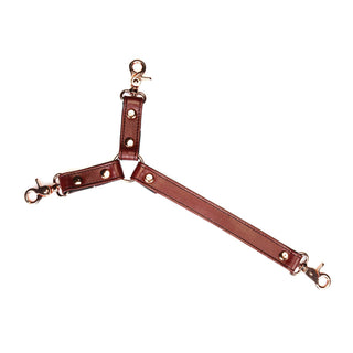 Wine Red Leather Collar and Wrist Restraints Harness