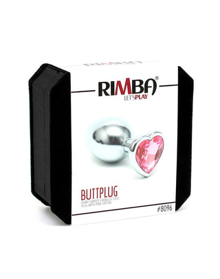 Butt Plug Small with heart shaped crystal in pink