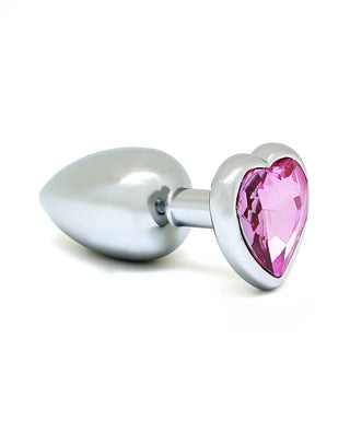 Butt Plug Small with heart shaped crystal in pink