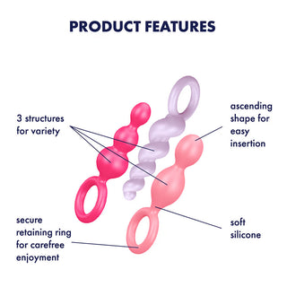 Booty Call - Butt Plug Set 3 Pcs - Pink/Purple/Red