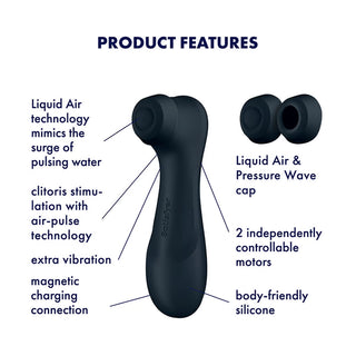 Pro 2 Generation 3 - Double Air Pulse Vibrator - Liquid Air - Black